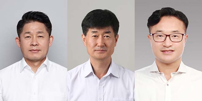 (왼쪽부터)이수일 한국타이어앤테크놀로지 부회장, 김현철 한국타이어앤테크놀로지 부사장, 김학주 한국타이어앤테크놀로지 부사장. 사진=한국타이어앤테크놀로지