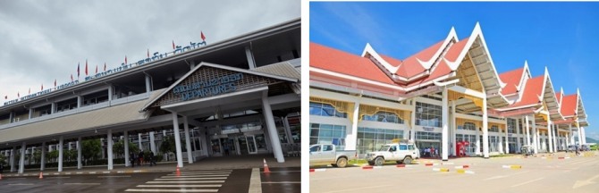 비엔티안 왓따이 국제공항(왼쪽)과 루앙프라방 국제공항:한국공항공사 확장사업추진.