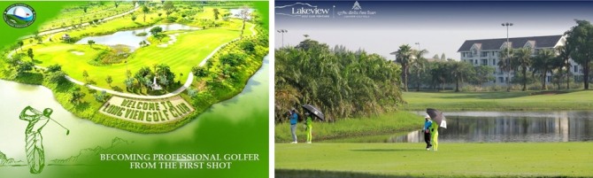 LongVien 경제특구내 Long Vien GOLF CLUB 27홀(왼쪽)과 Lake View GOLF CLUB 18홀 : 아름다운 레이크뷰를 보며 라운딩.