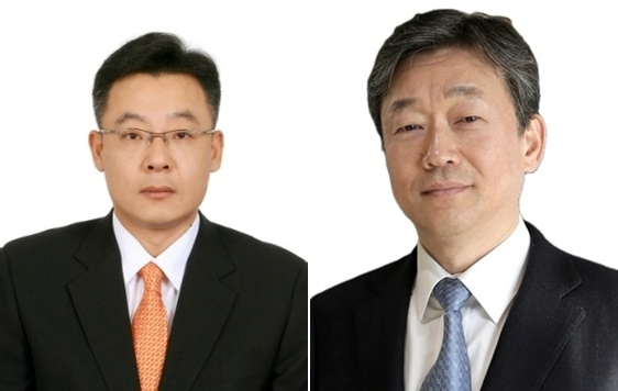 (왼쪽부터)오용근 대한화섬 대표이사, 엄재용 티캐스트 대표이사. 사진=태광그룹