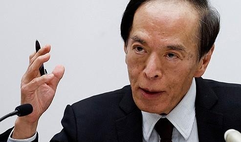 일본은행은 마이너스금리 철회를 고민 중이다. 사진은 우에다 가즈오 일본은행 총재. 사진=로이터/연합뉴스