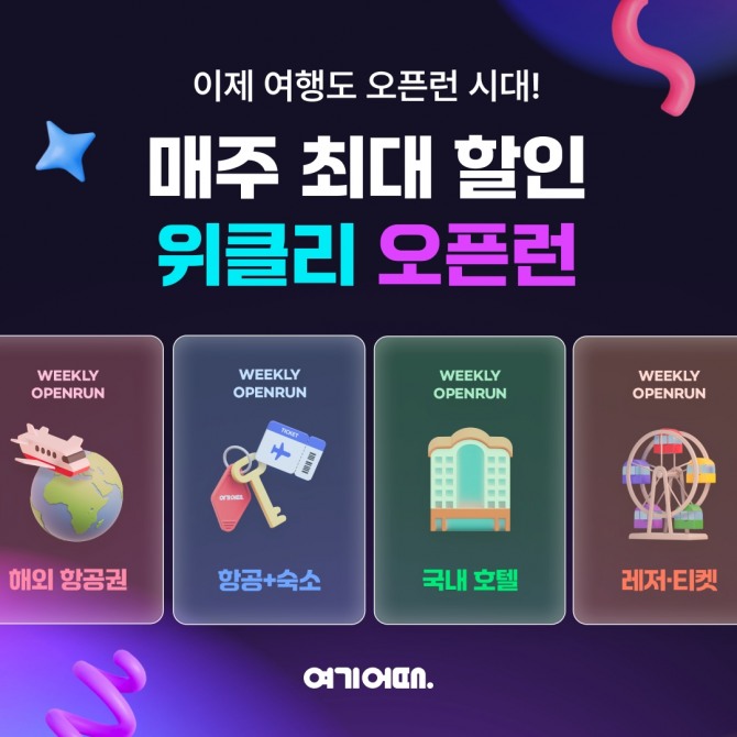 여기어때가 숙소부터 여행까지 다양한 혜택을 매주, 매월 단위로 제공한다. 사진=여기어때