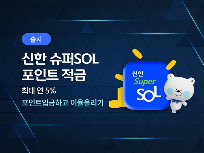 신한은행이 최대 연 5% 금리를 제공하는 ‘신한 슈퍼SOL 포인트 적금’을 출시했다. 사진=신한은행