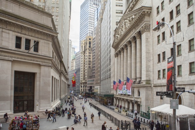 미국 금융 기관들이 밀집돼 있는 뉴욕 맨해튼의 월스트리트 모습. 사진=뉴욕시