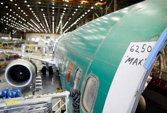 보잉의 신형 737 MAX-9가 미국 워싱턴주 렌턴에 있는 생산 시설에서 조립되고 있다. 사진=로이터