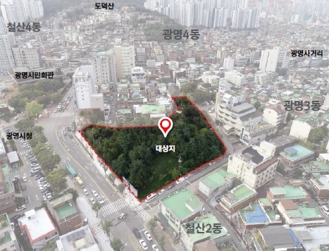 방치됐던 광명 철산동 유휴부지가 밝고 깨끗한 골목정원으로 탈바꿈할 예정이다. 위치도=광명시
