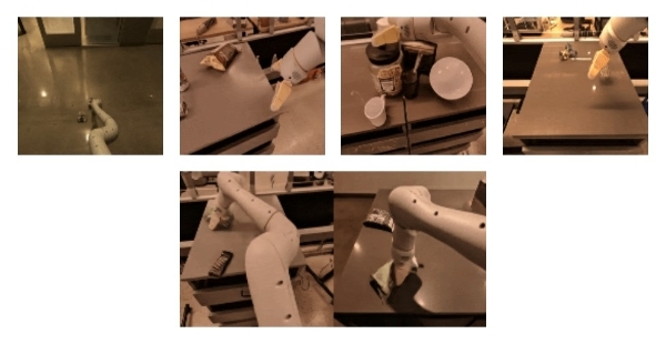 '지니'가 구현한 로봇 팔 동작 예시 영상들을 캡처한 것. 사진=구글 딥마인드