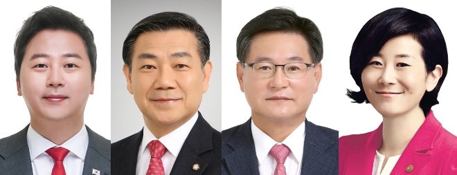 왼쪽부터 장예찬, 백종헌, 이헌승, 김희정. 사진=중앙선거관리위원회