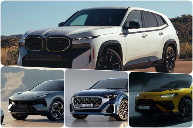 BMW XM, 람보르기니 우루스, 아우디 SQ8, 로터스 엘레트라(상단부터 시계방향으로). 사진=각 사