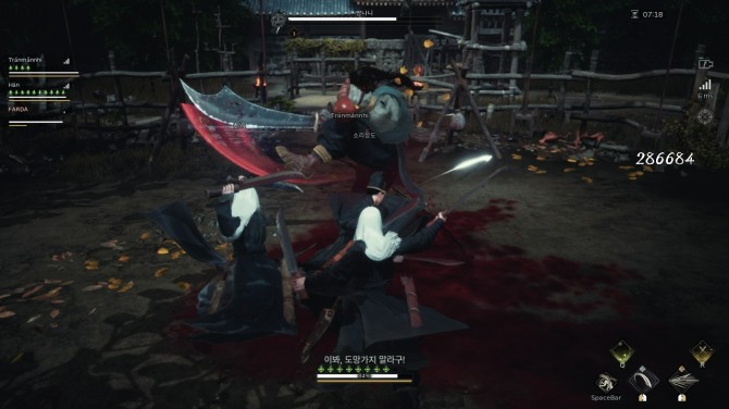 4인의 파티원들이 모여 함께 진행하는 '토벌' 모습. 사진=스팀 캡처