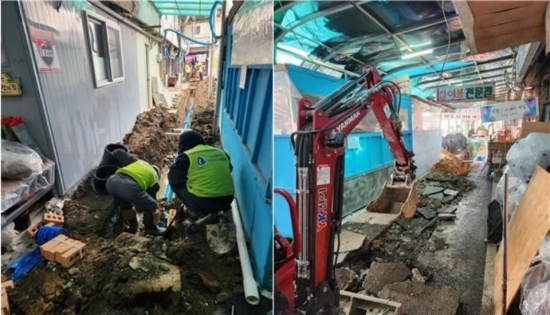 노후 상수도관 교체 공사 전경. 사진=인천시