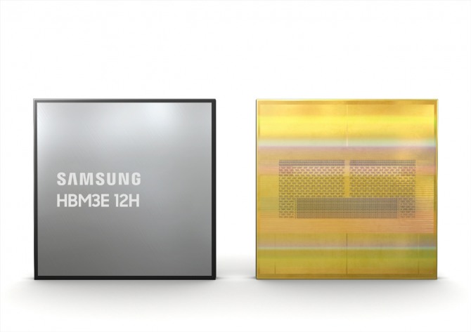 삼성전자가 지난달 공개한 업계 최초 HBM3E 12H D램 제품. 사진=삼성전자