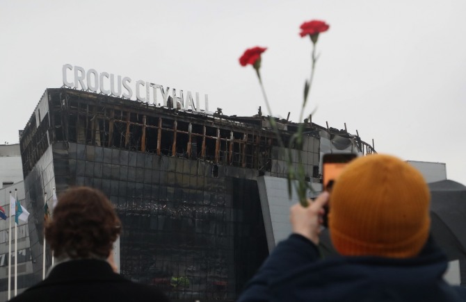 테러가 발생한  러시아  모스크바 외곽 크라스노고르스크 지역의 크로커스 시티홀 공연장. 사진=EPA/연합뉴스 