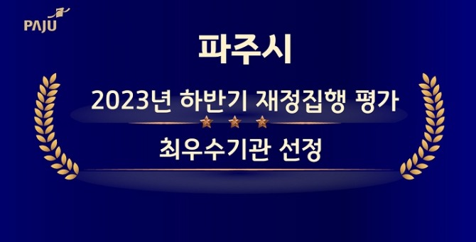 파주시가 행정안전부 ’2023년 하반기 재정집행 평가‘에서 전국 최우수기관으로 선정됐다. 사진=파주시