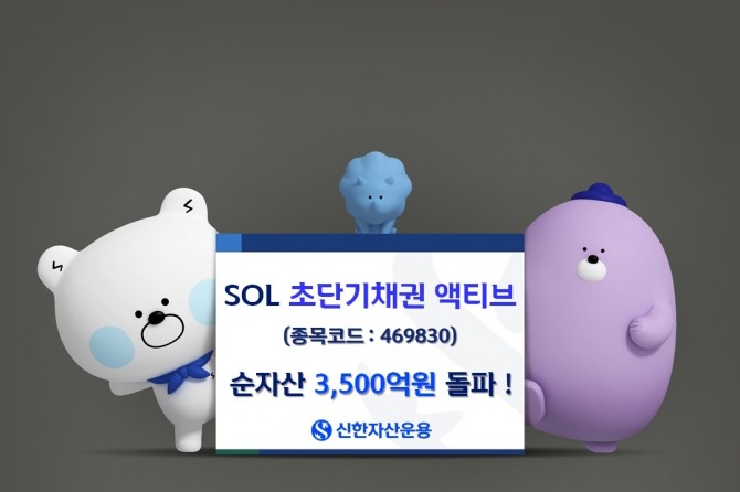 신한자산운용은 ‘SOL 초단기채권 액티브 ETF’가 순자산 3500억원을 돌파했다고 12일 밝혔다.  사진=신한자산운용