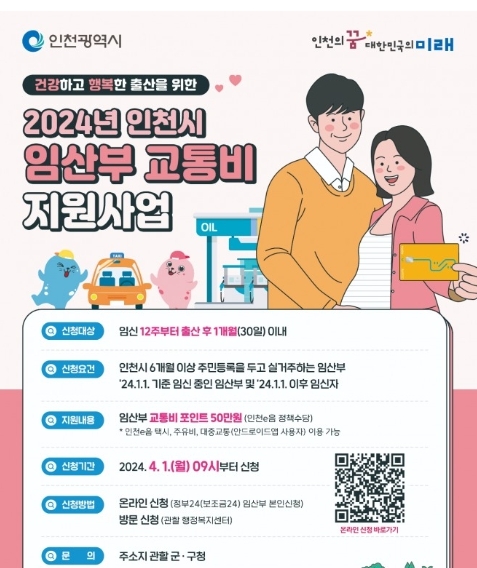 강화군이 4월부터 임산부 대상으로 교통비 지원사업을 한다고 홍보를 하고 있다.   사진=강화군