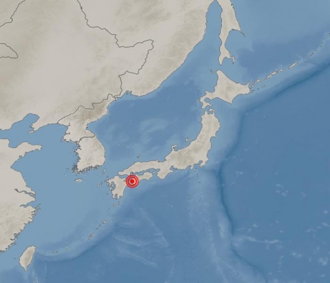 17일 밤 11시 14분경 일본 오이타현 오이타시 동쪽 74km 해역에서 진도 6.4의 지진이 발생했다. 사진=기상청