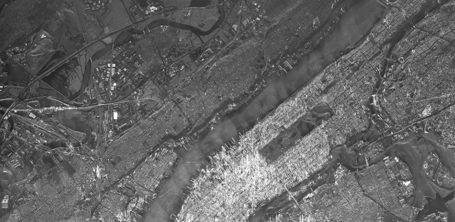 한화시스템 소형 SAR 위성이 촬영한 뉴욕 맨해튼 전경. 사진=한화시스템