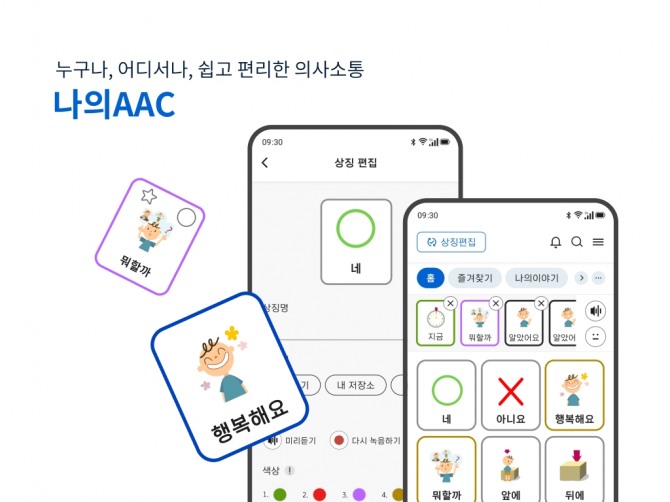 엔씨소프트는 말이나 글로 소통하기 어려운 장애인을 위해 음성과 그림이 함께 전달되는 상징으로 대화를 돕는 앱 '나의 AAC'에 AI 기술을 지원했다. 사진=엔씨소프트