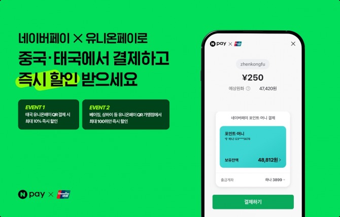 네이버페이가 중국 및 태국의 QR 결제 확대를 위한 다양한 프로모션을 실시한다. 사진=네이버페이