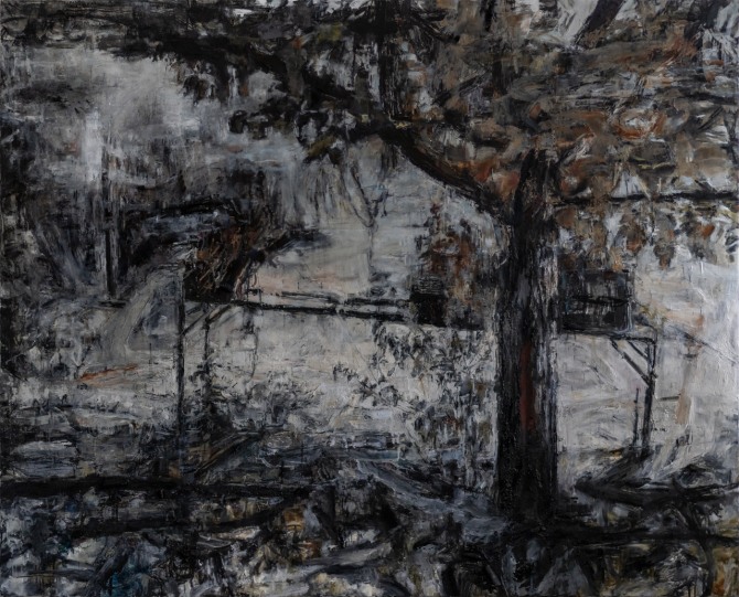 헝가리 출신의 젊은 작가 티보르 사이몬 마줄라 작 Peach Tree, 2024, 140x173cm, Oil on Canvas
