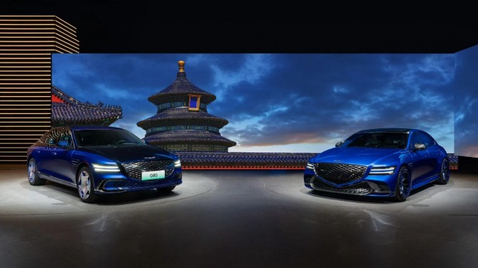 2024 베이징 모터쇼 제네시스 부스에 전시된 G80 사진=제네시스