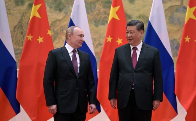 5월에 베이징에서 다시 만날 예정인 푸틴 러시아 대통령과 시진핑 중국 주석.    사진=로이터