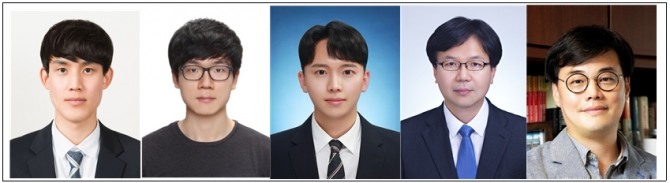 (왼쪽부터) 안준성 교수, 정용록 박사, 강민구 박사과정, 정준호 박사, 박인규 교수.  사진=KAIST