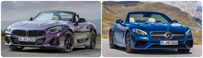 BMW Z4(왼쪽), 메르세데스-벤츠 SL 클래스 오픈카 사진=각