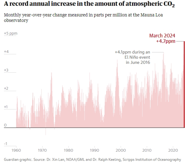 지구 대구 중 이산화탄소 농도 증가 추이. 사진=SOI