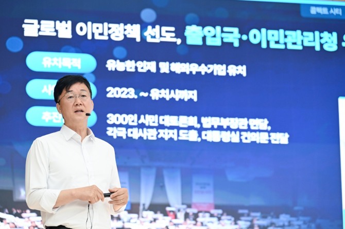 민선 8기 이민근 안산시장은 13일 오전 안산시청 대회의실에서 ‘2035 뉴시티 안산 프로젝트’대규모 추진사업 기자회견을 열고 미래 10년 비전 선포와 함께 이 같은 구상을 밝혔다. 사진=안산시