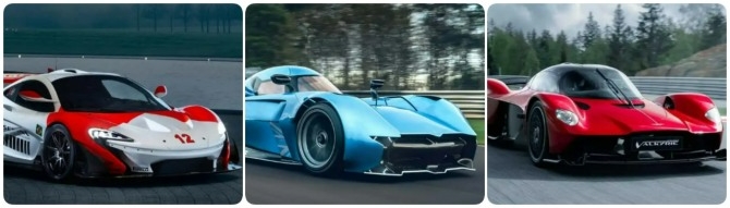 (왼쪽부터) 맥라렌 P1 GTR, 맥너트리 스피어링, 애스턴마틴 발키리 사진=각사