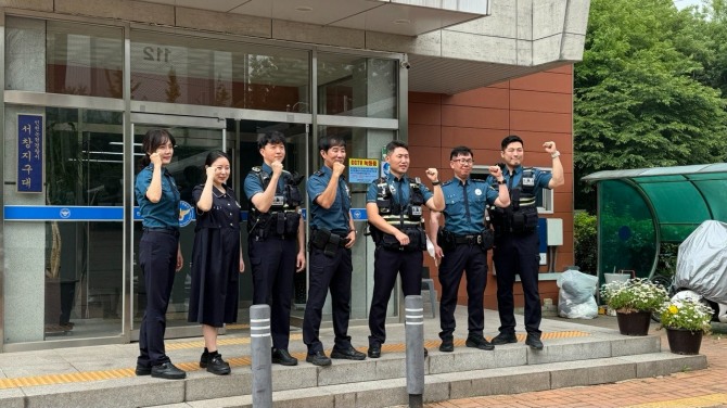 서창지구대 경찰관들 모습. 사진=최재민기자