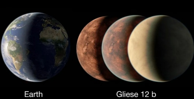 지구와 글리즈 12b를 비교한 그래픽. 사진=워릭대학교
