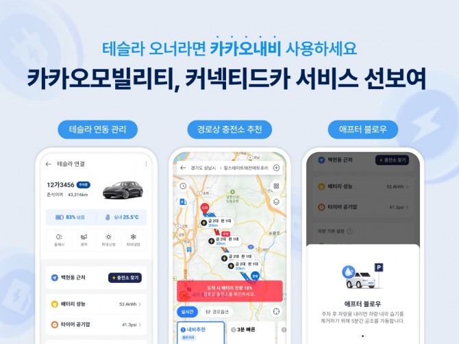 카카오모빌리티가 커넥티드카 서비스를 통해 테슬라 오너들에게 차별화된 이동 경험을 제공한다. 사진=카카오모빌리티 