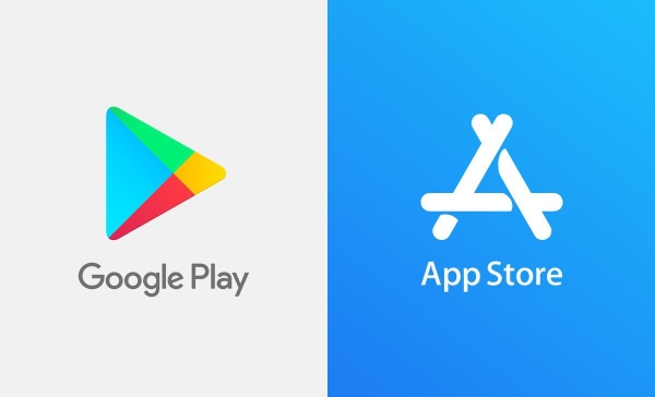 구글 플레이스토어(왼쪽)와 애플 앱스토어 로고. 사진=각 사
