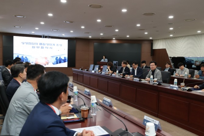 이창열 동서발전 안전기술부사장이 상생협업의 품질생태계 조성 업무협약식에서 발언하고 있다.  /사진=한국동서발전