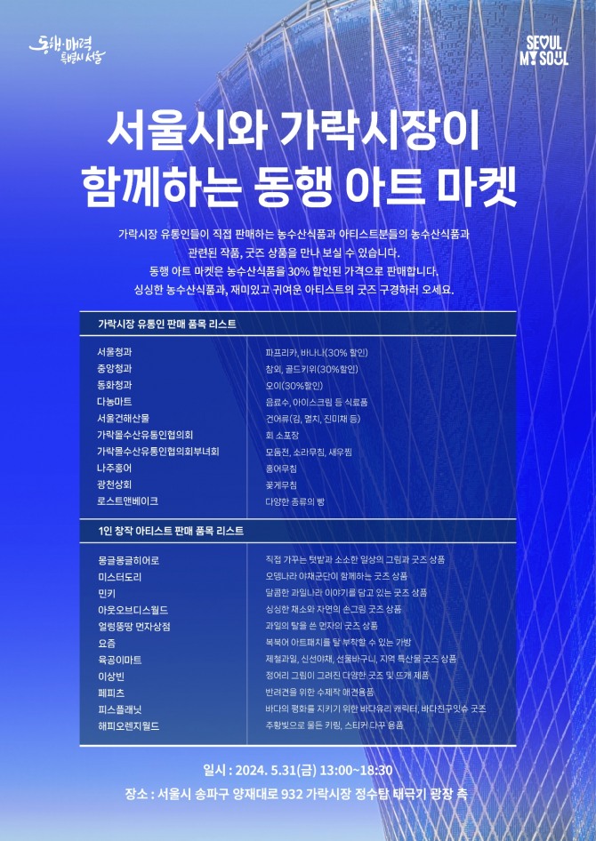  '동행 가락×아트 마켓’행사 포스터. 서울시농수산식품공사 제공