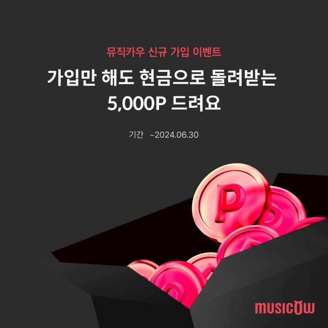 뮤직카우가 신규 가입 회원에게 5000원 상당의 5000 포인트를 증정하는 '첫 만남 Welcome' 이벤트를 실시한다. 사진=뮤직카우