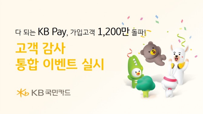 KB국민카드가 KB pay 가입고객 1200만명 돌파기념 이벤트를 진행한다. 사진=KB국민카드 제공.