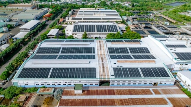 SK에코플랜트가 베트남 베트남 동나이성의 삼일 비나(Samil Vina) 공장에 구축한 1MW 규모의 지붕태양광 전경. /사진=SK에코플랜트