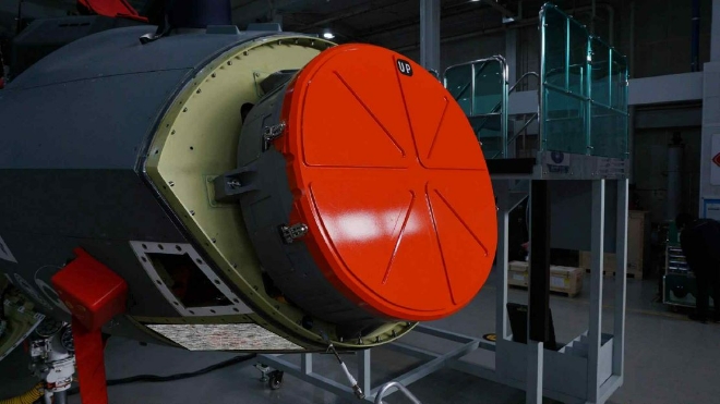 한국형 전투기 KF-21에 장착된 한화시스템의 AESA 레이다. 사진=한화시스템
