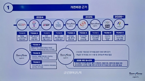  'e스포츠 국가대표 선수 선발 자격 개편' 기자 간담회' 발표 자료. 사진=이원용 기자