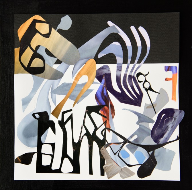 조미경 작 Nature IV,  35cmx35cm, acrylic paint, pasted paper on paper panel, 2021