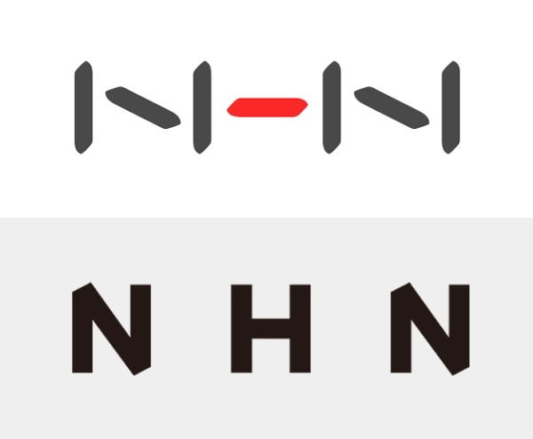 NHN의 구형 CI(위)와 새롭게 개편된 CI. 사진=NHN