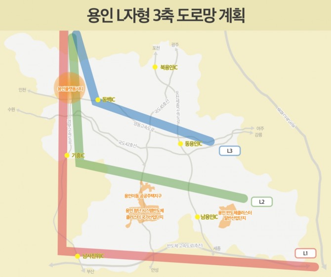 용인시 L자형 3축 도로망 계획. 사진=용인시