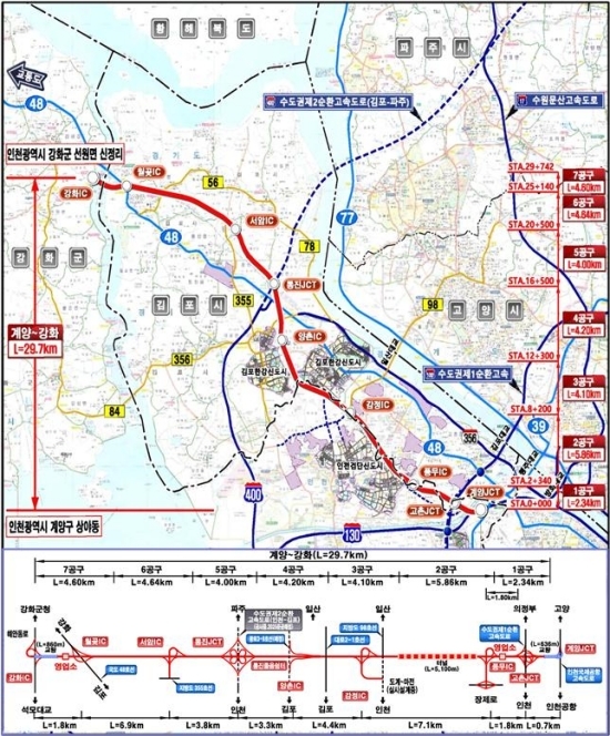 계양-강화 고속도로 노선도