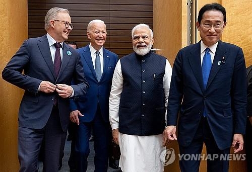 호주·미국·인도·일본 등 쿼드 4개국 정상. 사진=연합뉴스.