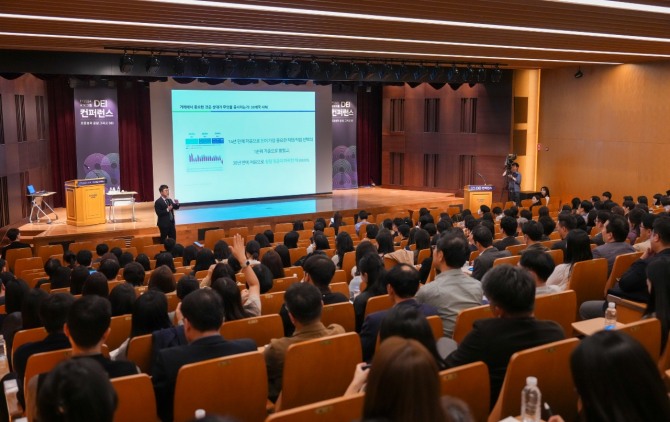 컨퍼런스’에서 이중학 가천대학교 교수가 발표를 하고 있다. 사진=교보생명 제공.