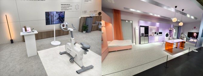지난달 코엑스에서 개최된 한국전자전 2024에서 (왼쪽)삼성전자가 꾸민 AI홈과 (오른쪽)LG전자의 AI홈 모습. 사진=장용석 기자